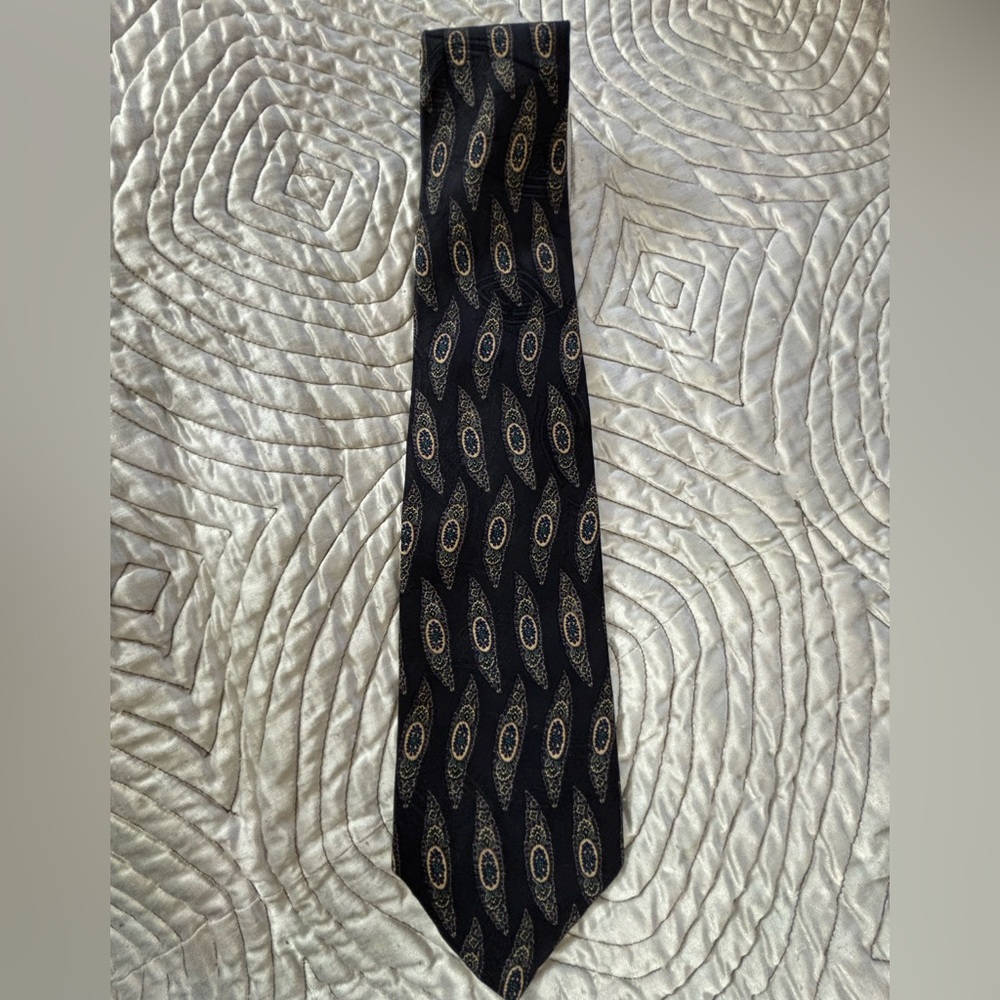 VTG Robert Talbott Best of Class Black Silk Tie Jacobson’s Hand Sewn - Picture 10 of 11